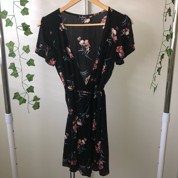 Lulus black mini dress with flowers - Picture 3 of 8